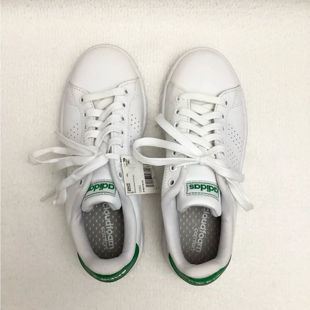 New Adidas advantage Classic White and Green sneaker Shoes size 6 - Picture 4 of 9